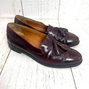 Salvatore Ferragamo Mens Size 7.5 D Burgundy Leather Tassels Loafers Dress Shoe
